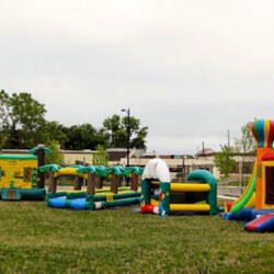 3-1 Adventure Combo Inflatable, 15x15 Jungle Bounce House, Home Run Challenge Inflatable